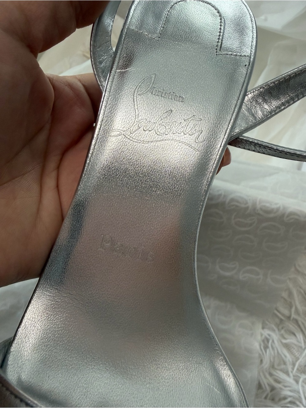 Christian Louboutin "Miss Z" sandals in metallic silver leather - Picture 13 of 15